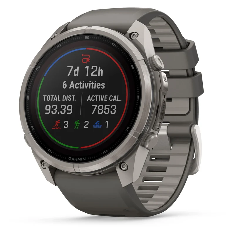 Garmin fenix 9 Pro inReach Solar 51mm Titanium with Pebble Grey Silicone Band