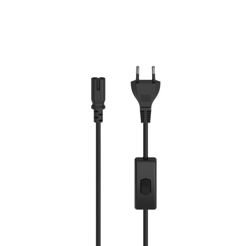 Hama Netzkabel 2m mit Schalter und Eurostecker, schwarz