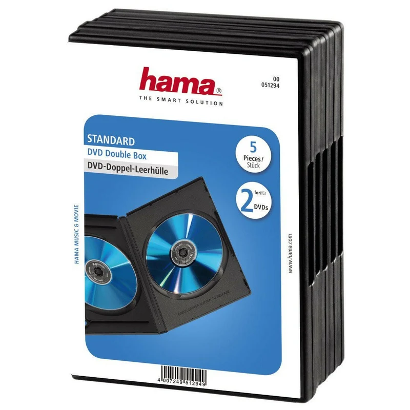 Hama DVD-Doppelhülle 5er-Pack, Schwarz, mit Cover-Folie