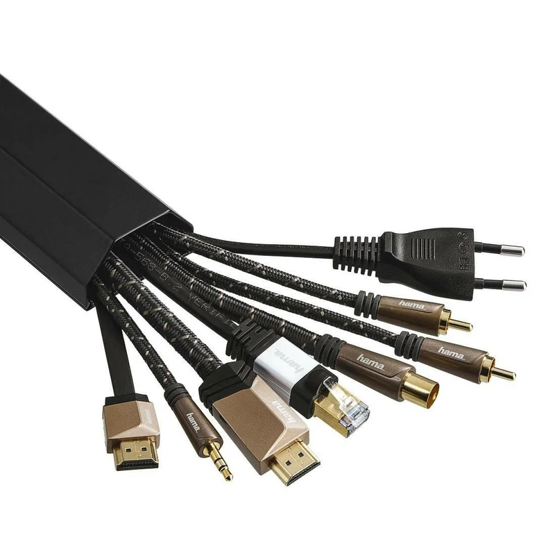 Hama Kabelkanal Aluminium Schwarz 110x5x2,6cm für 8 Kabel