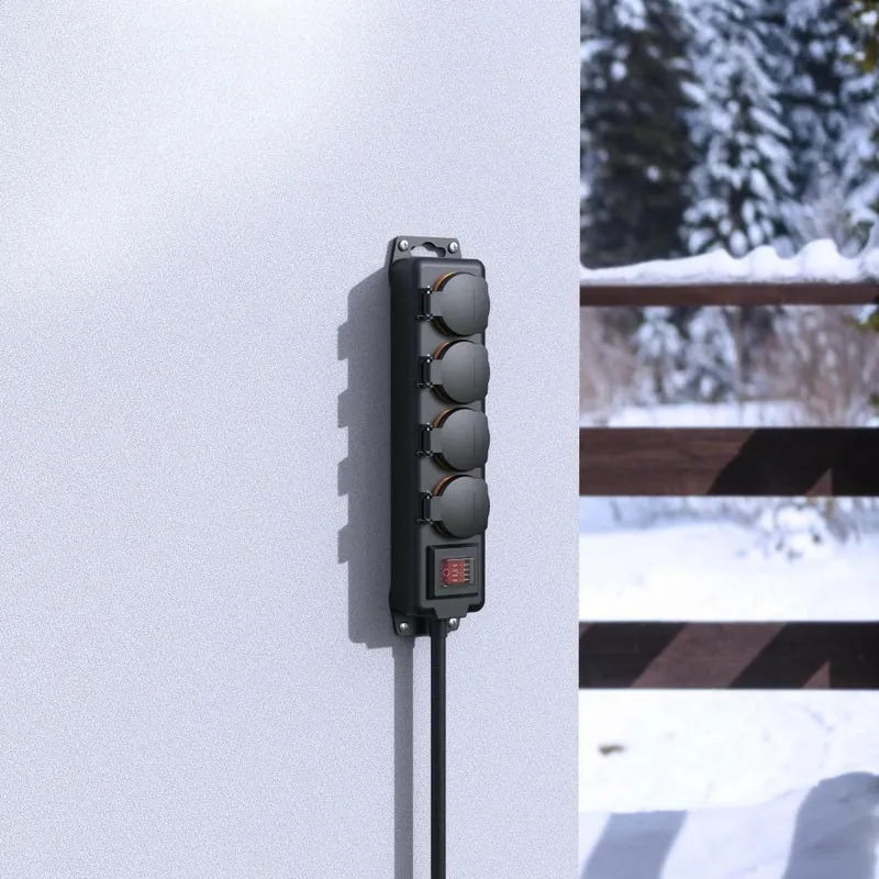 HAMA Steckdosenleiste 4-fach schwarz IP44 für Außen 2m