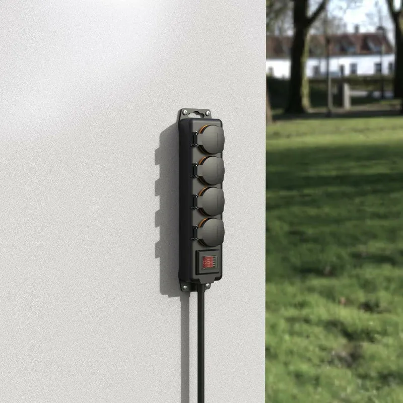 HAMA Steckdosenleiste 4-fach schwarz IP44 für Außen 2m