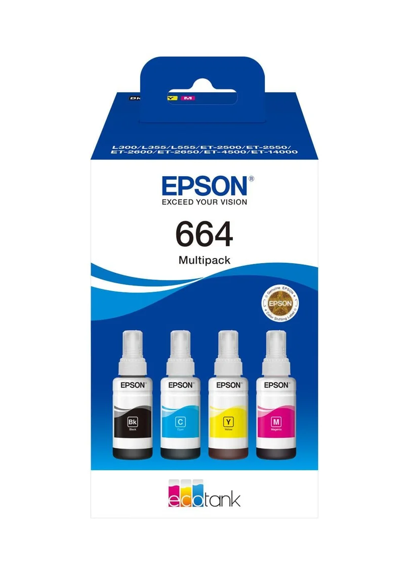Epson EcoTank 664 – Original 4‑Farben Tintenflaschen