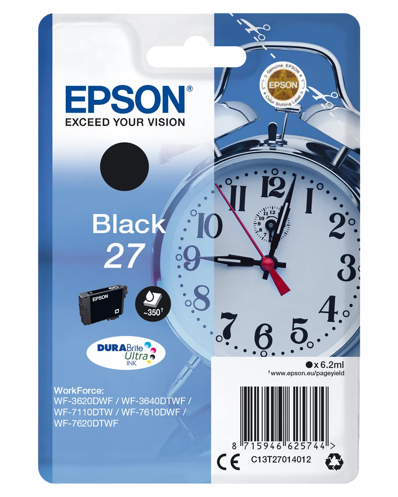 Epson T2701 Wecker Schwarz Original Druckerpatrone 6,2ml