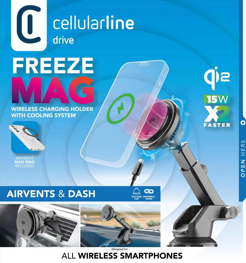 Cellularline Freeze MAG Autohalterung Qi2 15W mit Kühlung