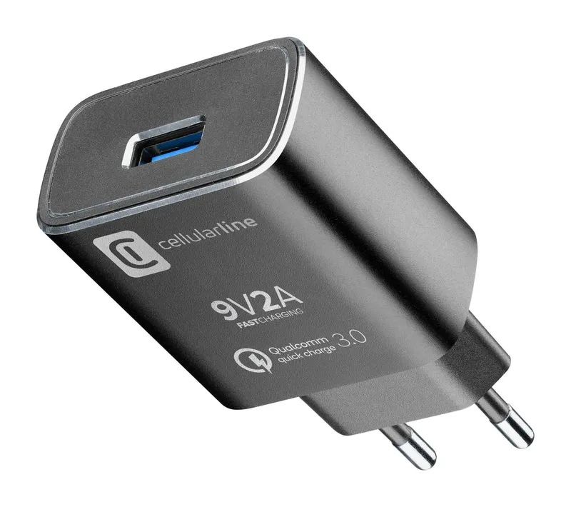 Cellularline 18W USB-C Ladegerät mit QC 3.0 für Smartphones