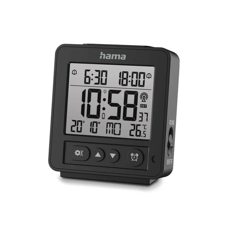 Hama Funkwecker Rhodos LCD Schwarz, DCF-Funk, Temperatur