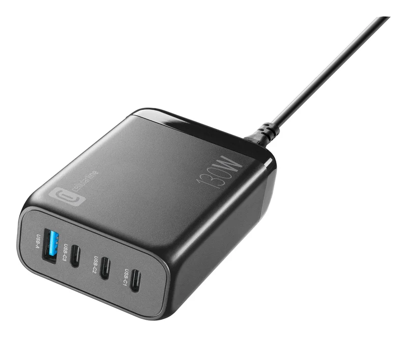 Cellularline MULTIPOWER Desk 130W GaN-Ladegerät mit 4