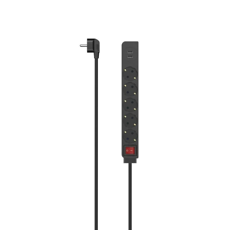 Hama Steckdosenleiste 5-fach mit USB Schwarz