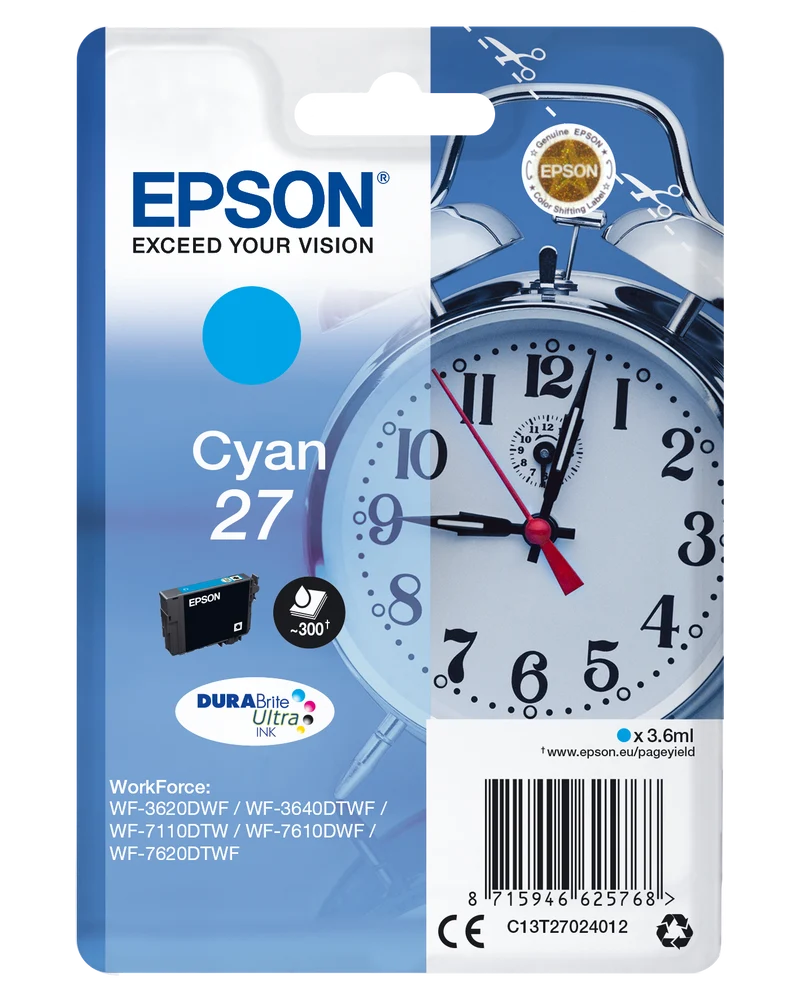 Epson 27 Original Tinte cyan Druckerpatrone WF-3620