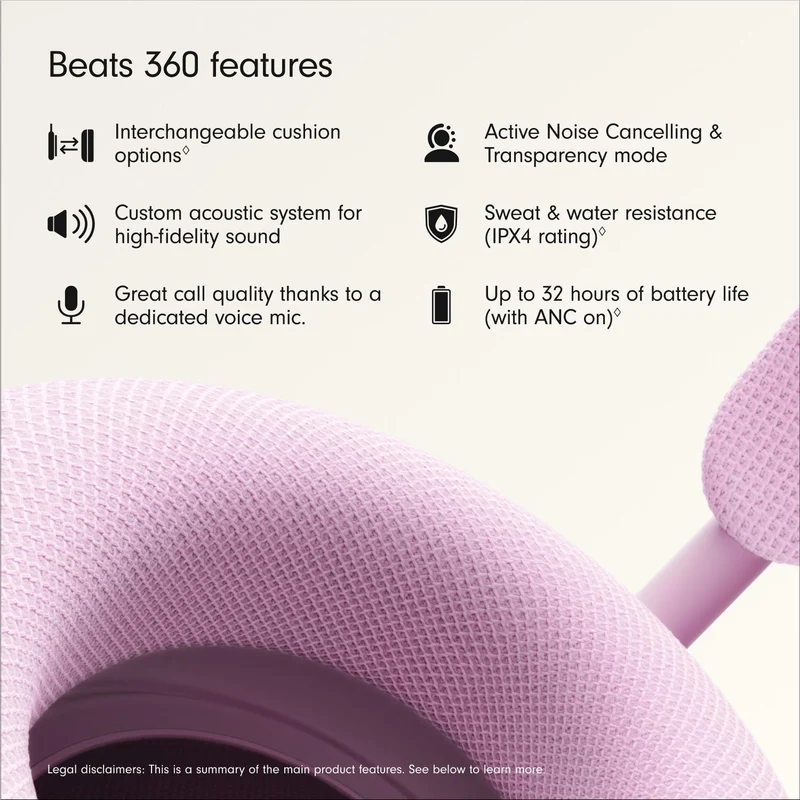 Beats 360 Over-Ear Headphones (Pink with Pink Performance Knit Cushions)
