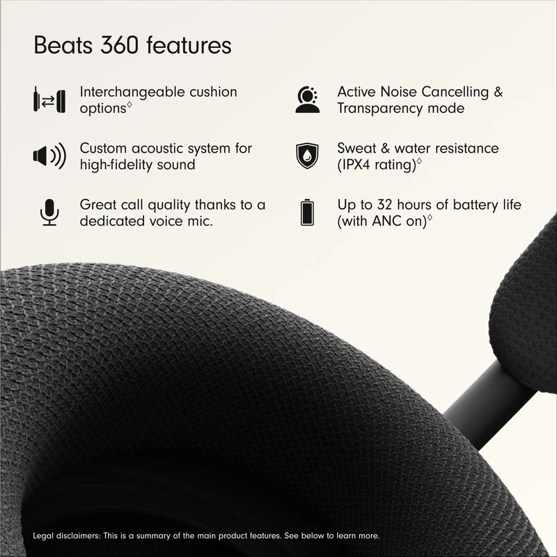 Beats 360 Over-Ear Headphones (Black with Black Performance Knit Cushions)