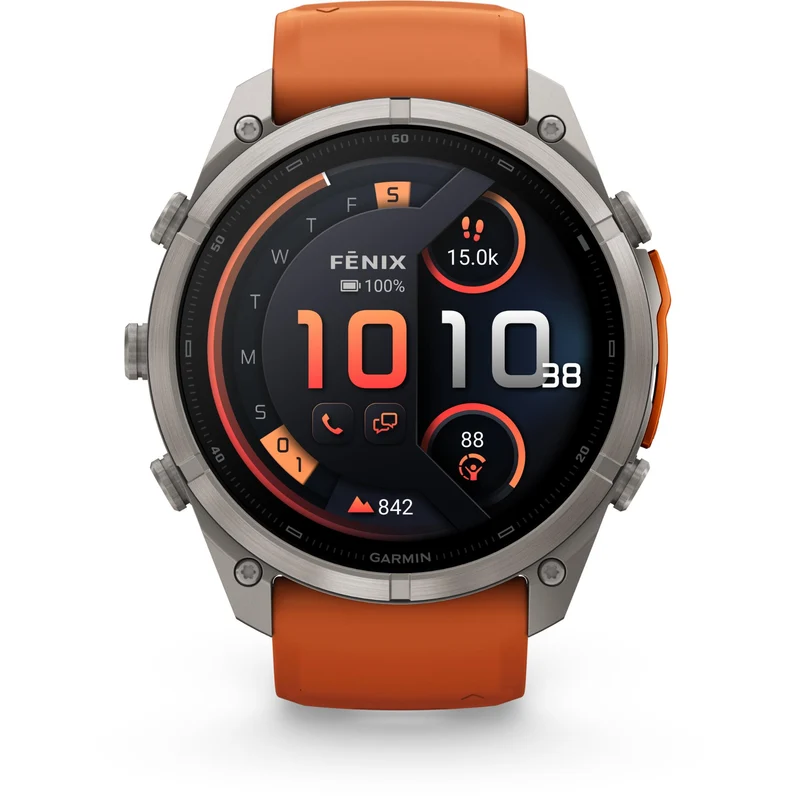 Garmin fenix 9 Pro InReach 51mm Titanium with Autumn Orange/Spark Orange Silicone Band
