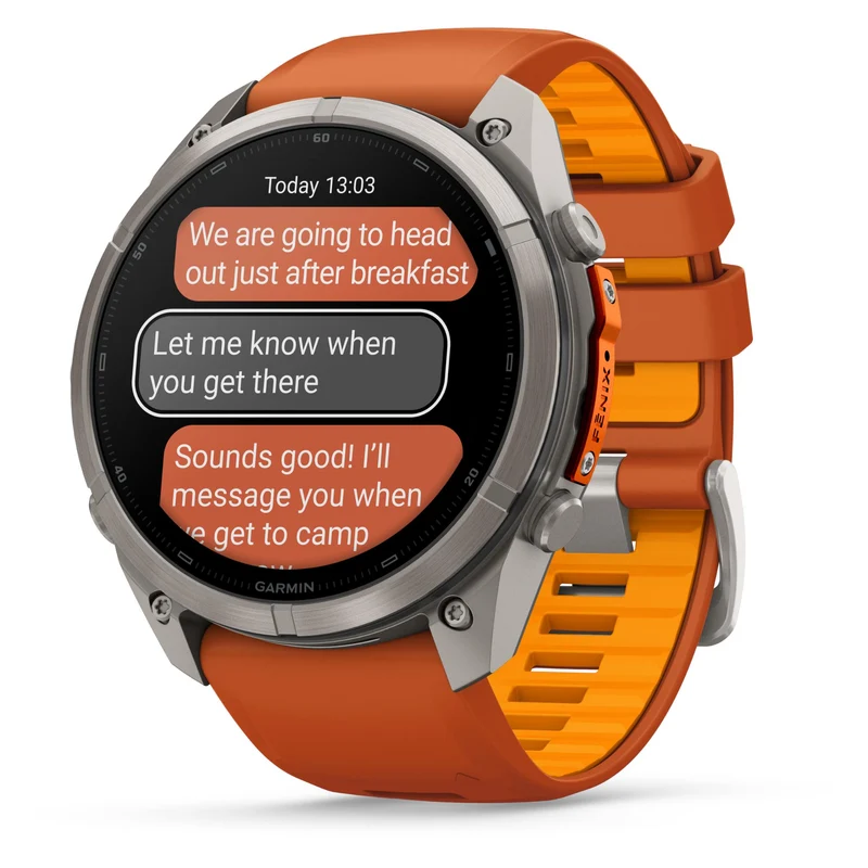 Garmin fenix 9 Pro InReach 51mm Titanium with Autumn Orange/Spark Orange Silicone Band