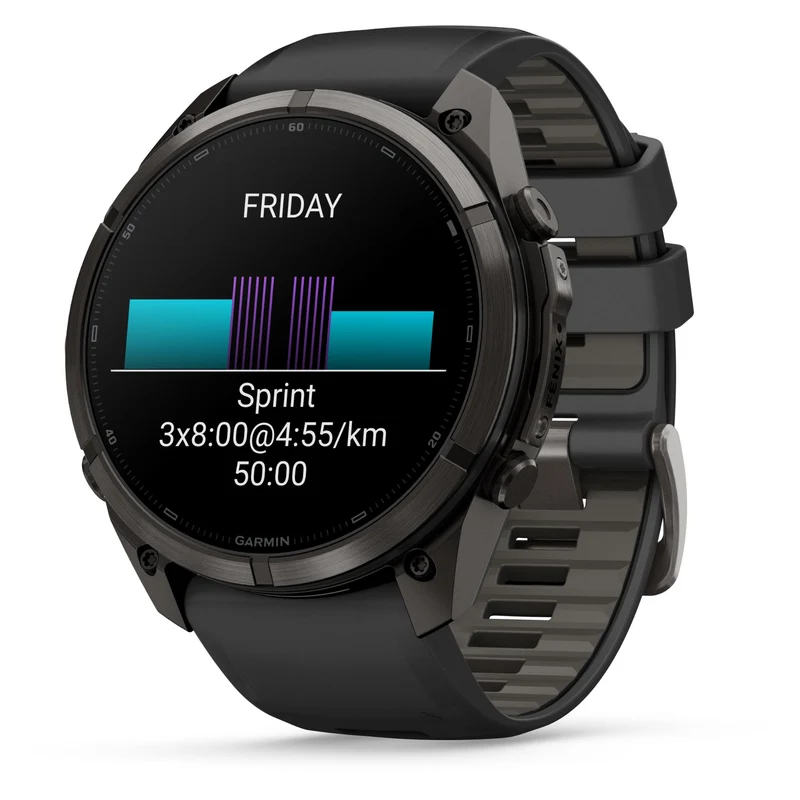 Garmin fenix 9 Pro 51mm Carbon Grey DLC Titanium with Black/Pebble Grey Silicone Band