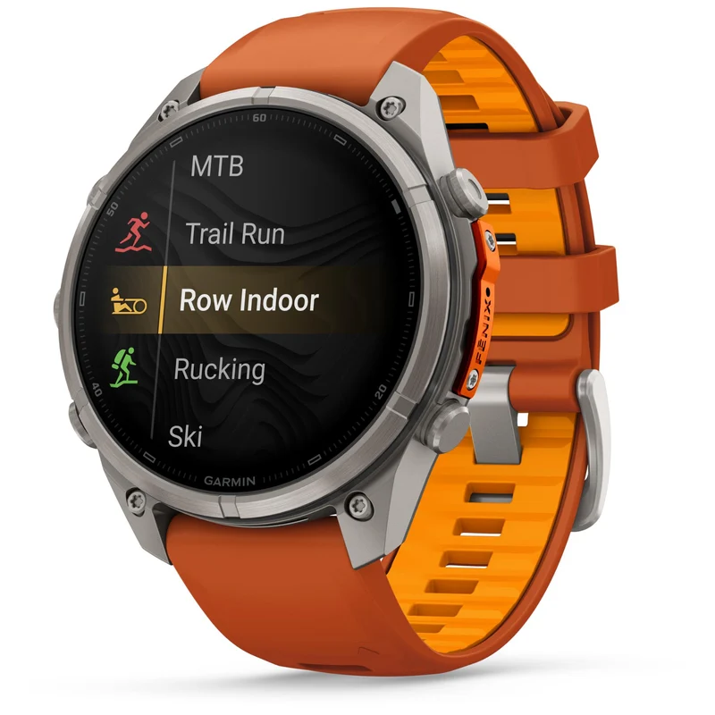 Garmin fenix 9 Pro InReach 47mm Titanium with Autumn Orange/Spark Orange Silicone Band