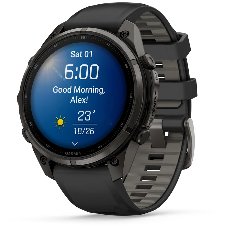 Garmin fenix 9 Pro 47mm (Carbon Grey DLC Titanium with Black/Pebble Grey Silicone Band)