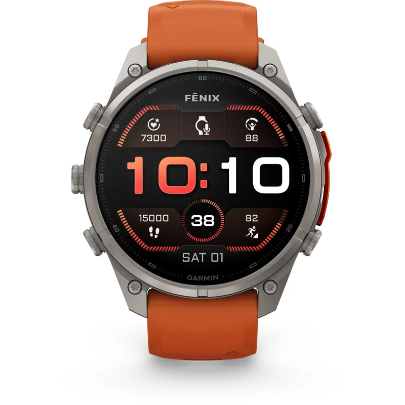 Garmin fenix 9 Pro 47mm (Titanium with Autumn Orange/Spark Orange Silicone Band)