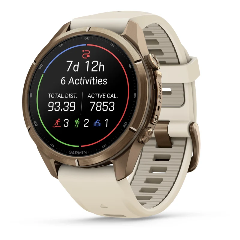 Garmin fenix 9 Pro InReach 43mm Autumn Gold Titanium with Cream/French Grey Silicone Band