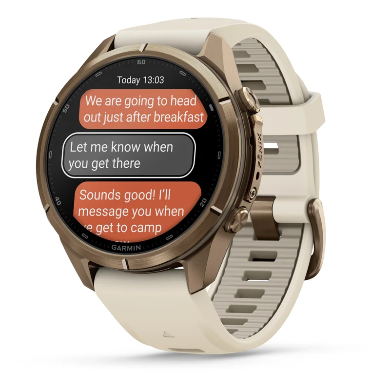 Garmin fenix 9 Pro InReach 43mm Autumn Gold Titanium with Cream/French Grey Silicone Band