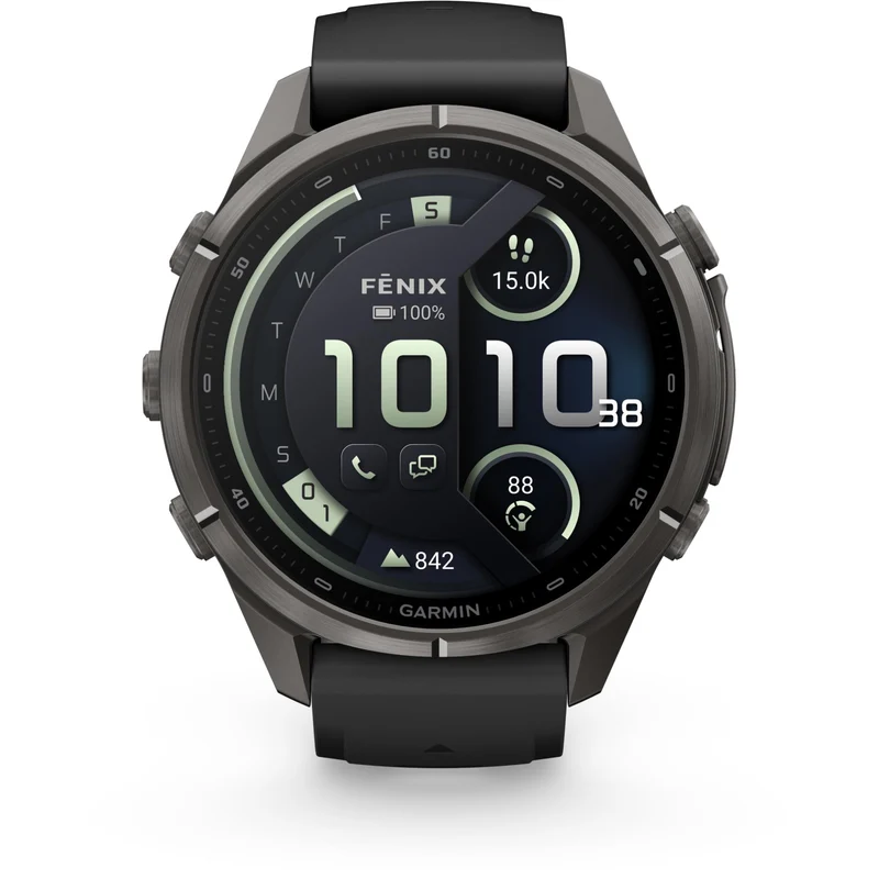 Garmin fenix 9 Pro InReach 43mm Carbon Grey DLC with Black/Pebble Grey Silicone Band