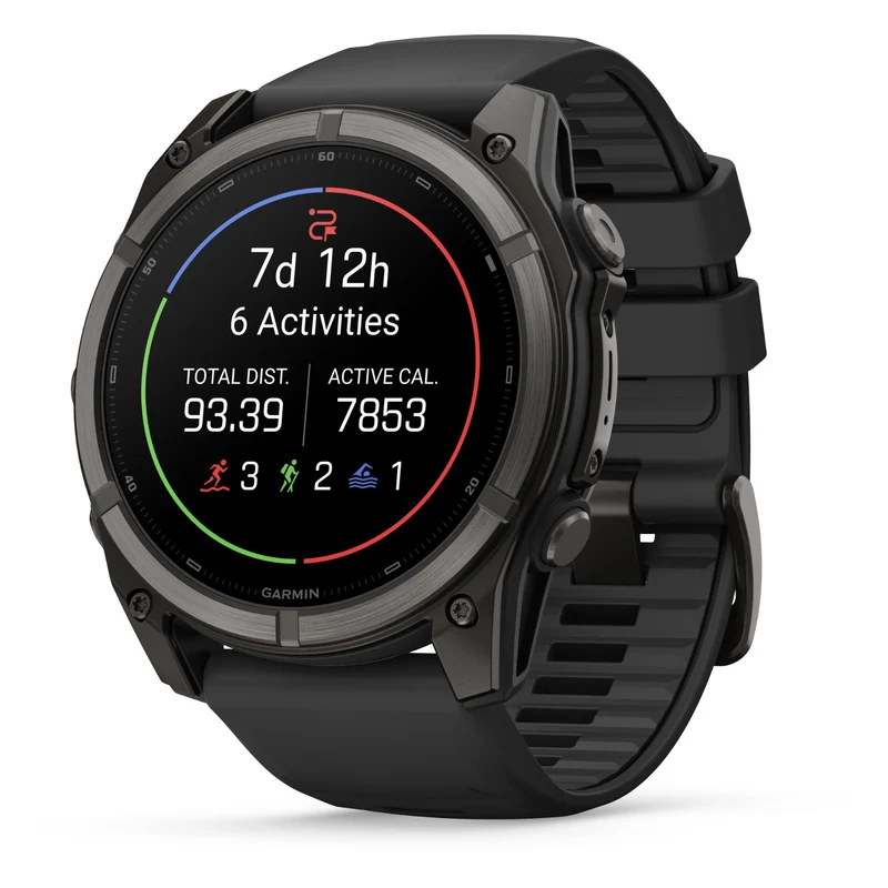 Garmin fenix 9 51mm Carbon Grey DLC Titanium with Black Silicone Band