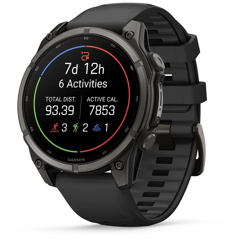 Garmin fenix 9 47mm Carbon Grey DLC Titanium with Black Silicone Band