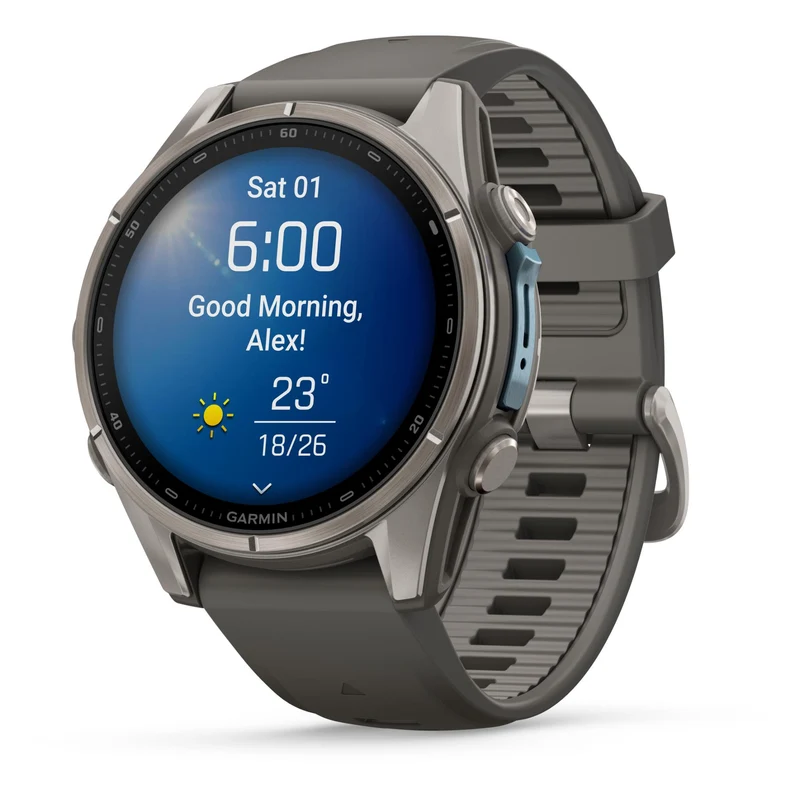 Garmin fenix 9 43mm Titanium with Pebble Grey Silicone Band