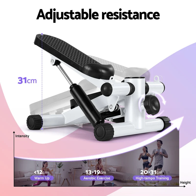 Everfit Mini Stepper with Resistance Rope Aerobic for Exercise Compact Home Workout (White)