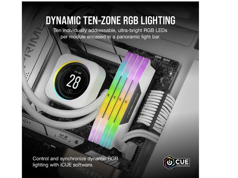 Corsair 16GB (2x8GB) CMH16GX5M2B5200Z40W Vengeance RGB 5200MHz CL40 DDR5 RAM