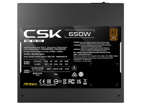 Antec CSK DC 650W 80+ Bronze ATX Power Supply