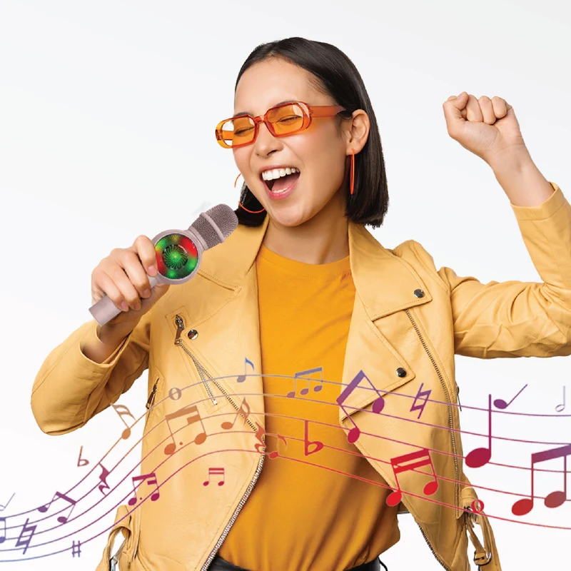 Laser LED Karaoke Microphone (Rose Gold)