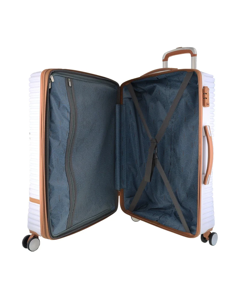 Pierre Cardin Medium Hard-Shell Suitcase Travel Luggage 70cm (White)