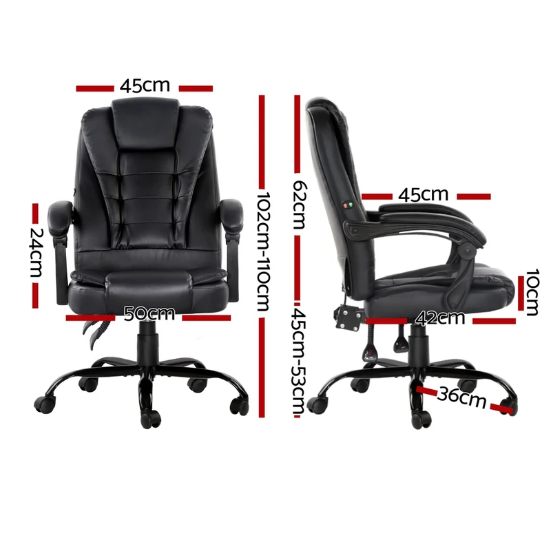 Artiss Massage Office Chair Executive Computer Gaming Chairs PU Leather (Black)