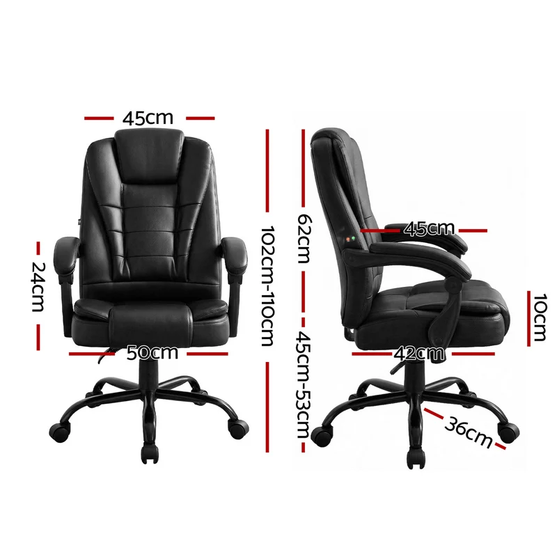 Artiss Massage Office Chair Executive Computer Gaming Chairs PU Leather (Black)