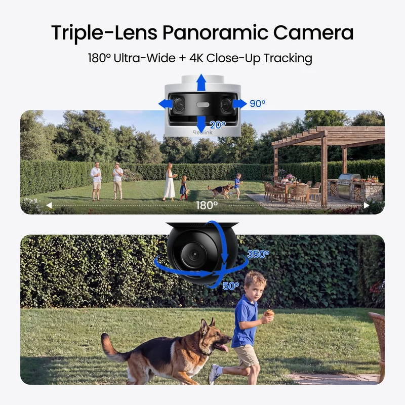 Reolink OMVI 3i PoE x4 Bundle RLN16-410 Triple-Lens Security Camera 10MP 180° Panoramic