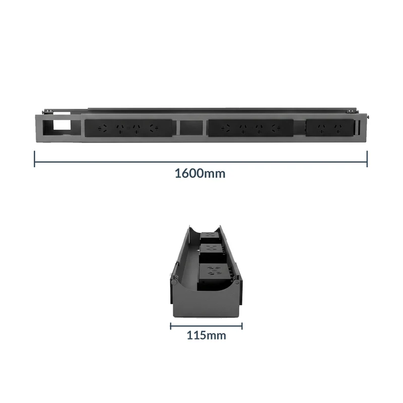 Desky Integrated Cable & Data Channel 10-Plug Matte Black