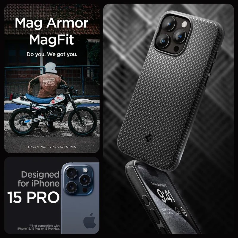 Spigen Apple iPhone 15 Pro Mag Armor (MagFit) Case - Black