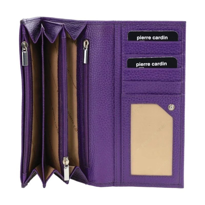 Pierre Cardin Women's Rustic Leather Protected RFID Wallet 19cm Purple