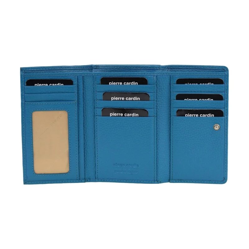 Pierre Cardin Women's Leather Tri-Fold Protected RFID Wallet Topaz 14cm