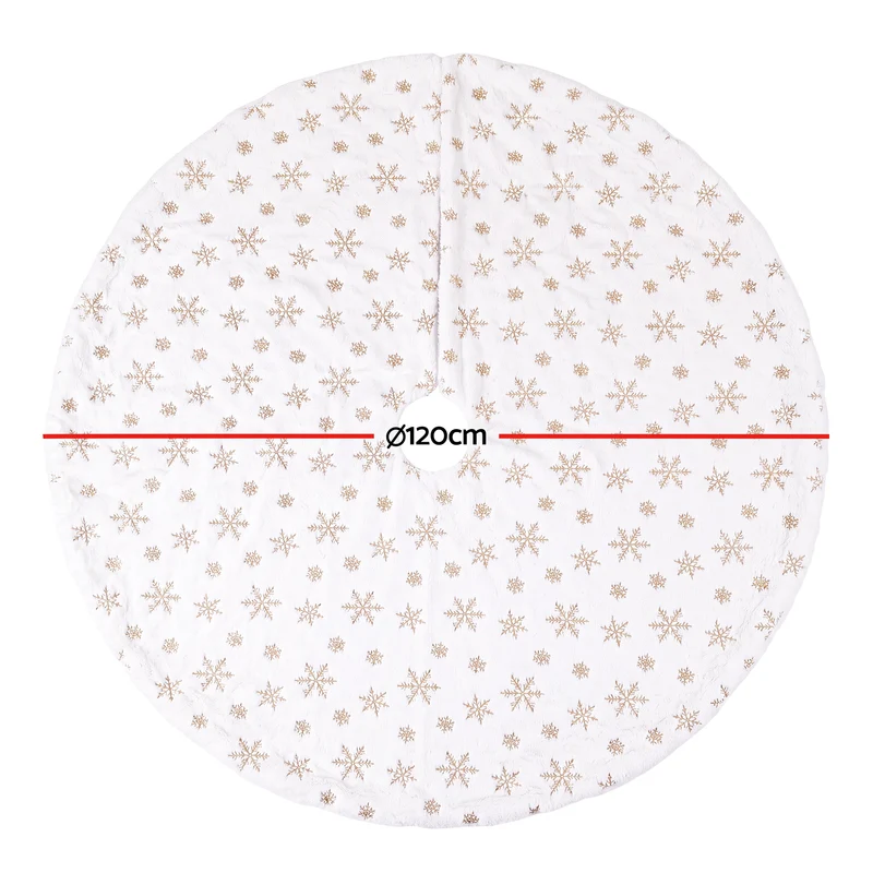 Jingle Jollys Christmas Tree Skirt 90cm Snowflake Ornaments Xmas Decorations