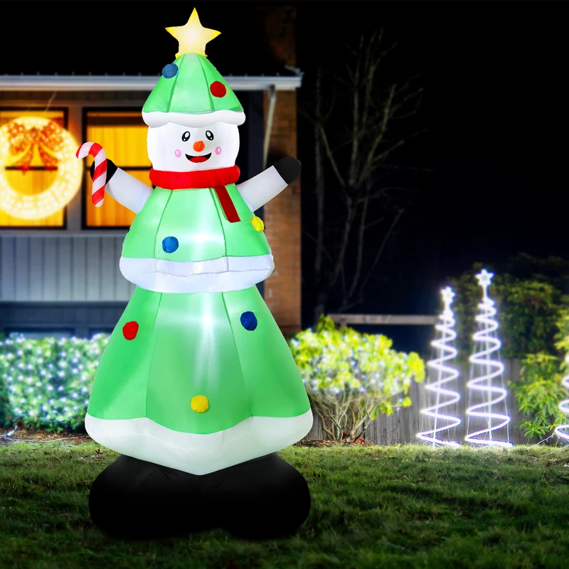 Jingle Jollys Christmas Inflatable Snowman Tree 2.75M Height LED Decorations Illuminated