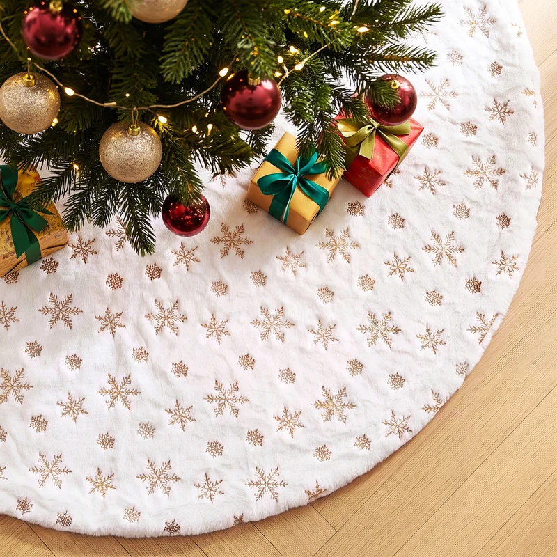 Jingle Jollys Christmas Tree Skirt 120cm Snowflake Ornaments Xmas Decorations