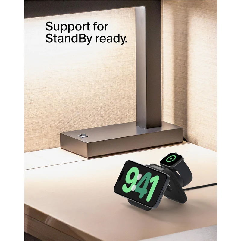 Belkin BoostCharge Pro 2-in-1 Magnetic Qi2 15W Charging Travel Pad
