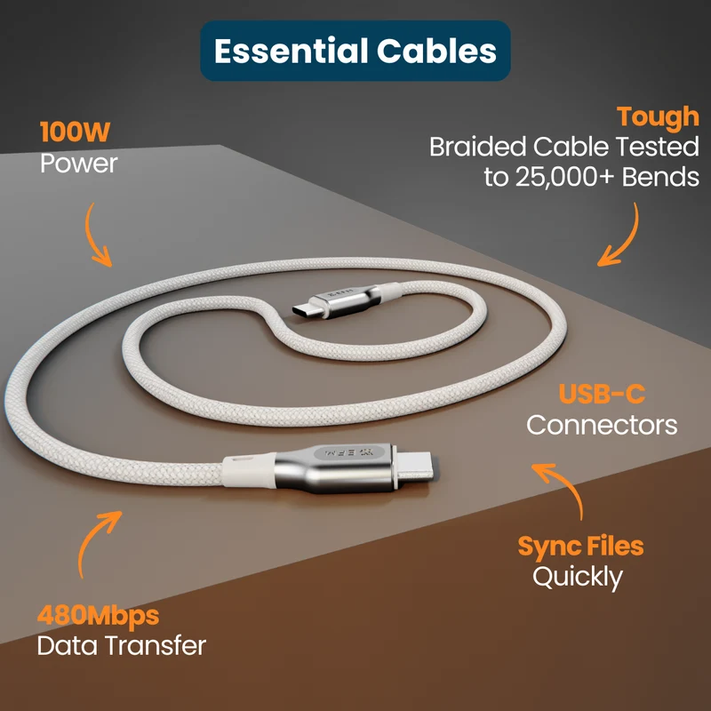 EFM USB-C to USB-C Essential Power 1M Cable (White)