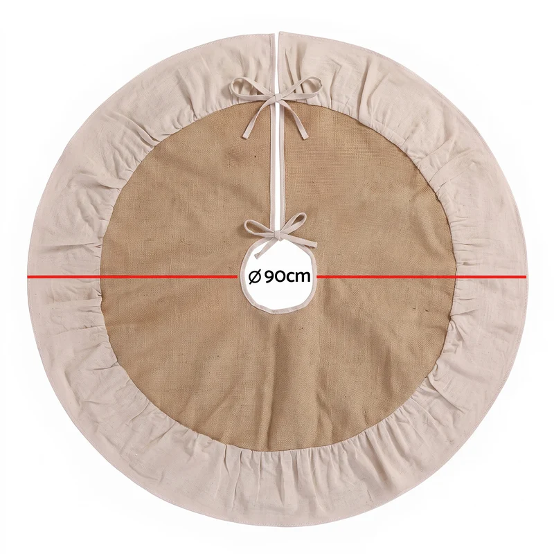 Jingle Jollys 90cm Christmas Tree Skirt Linen Christmas Tree Mat Decor