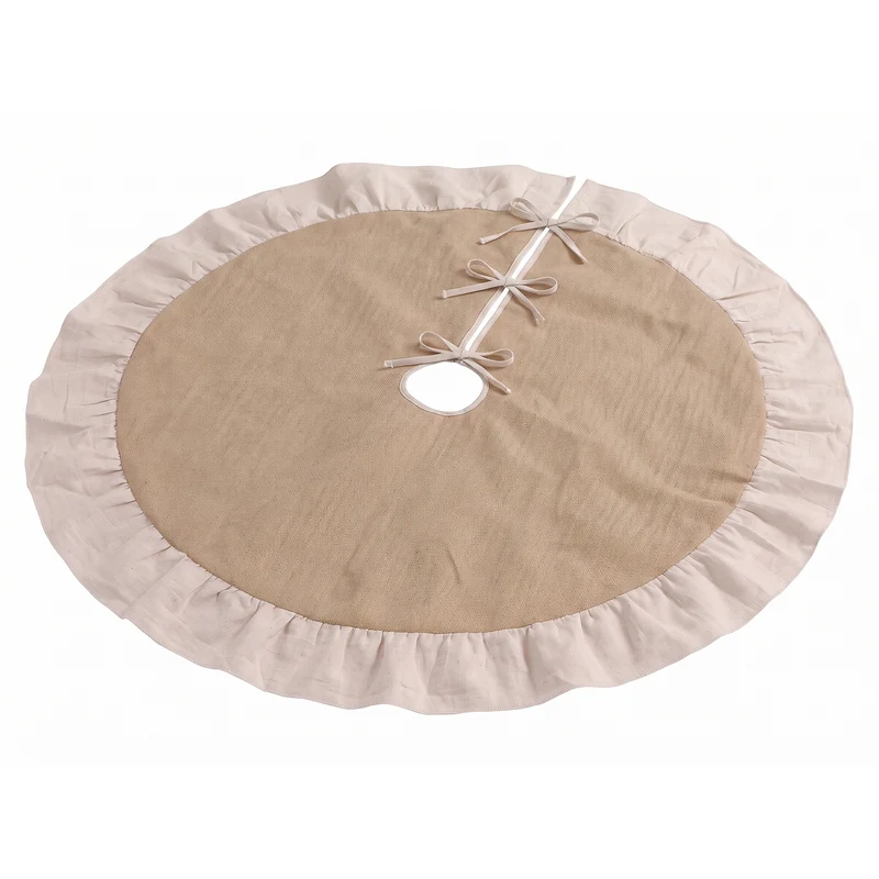 Jingle Jollys 120cm Christmas Tree Skirt Linen Christmas Tree Mat Decor