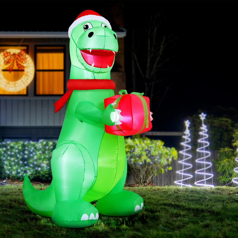 Jingle Jollys Christmas Inflatable Dinosaur 1.8M Height LED Decorations Illuminated