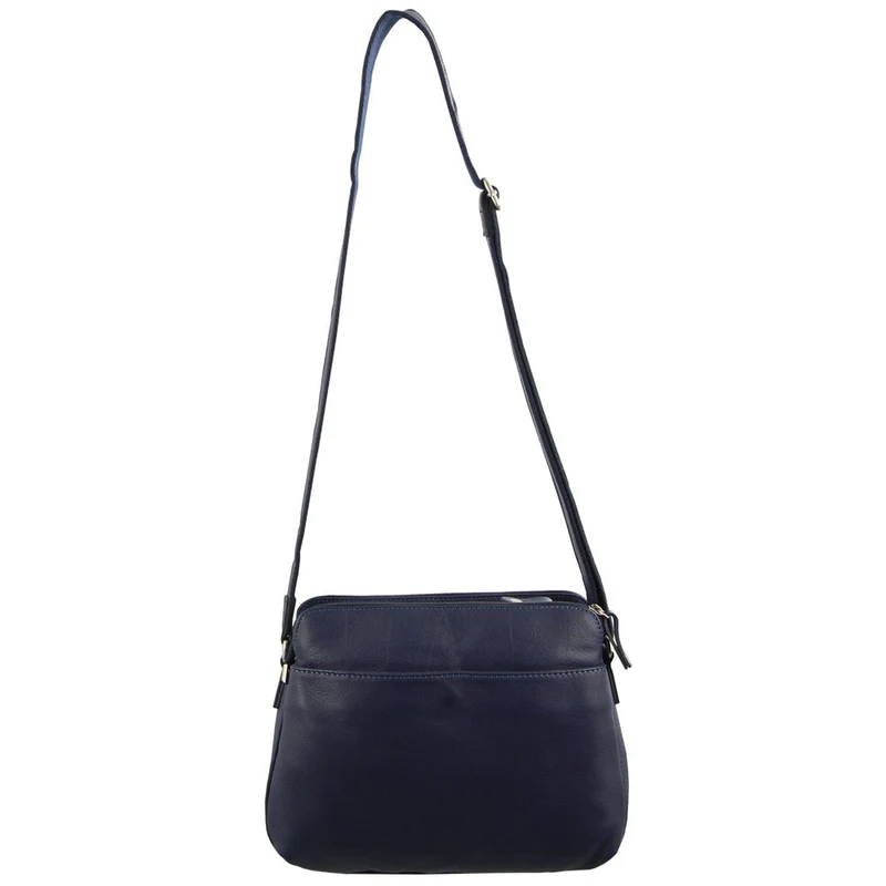 Milleni Women's Nappa Leather Shoulder Crossbody Bag 28x22cm Navy