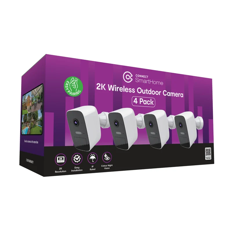 Connect Smart Home 2K Outdoor Security Camera 4 Pack